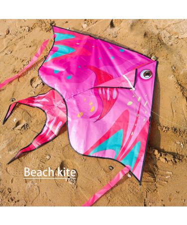 XENTUMI Fish Kite 2 Pack: Easy-to-Fly Beach Kites for Kids & Adults - Blue/Pink Delta Kites for Ages 3-12 - Buy Online on SooperMarket.com