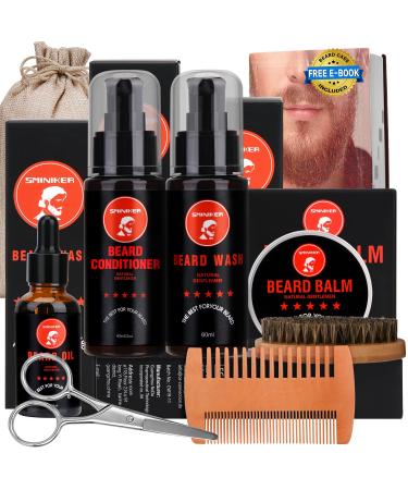 Beard Grooming Kit Beard Kit with Beard Oil Beard Balm Beard Wash Beard Brush Beard Comb Mustache Scissors Beard Care Unique Gifts for Men Beard Set&Kit
