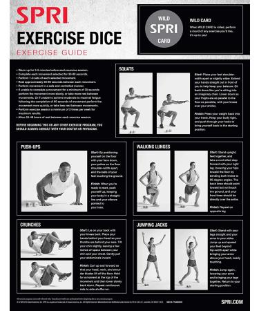 SPRI Exercise Dice for Group Fitness & Classes - Includes Push Ups, Squats, Lunges, Jumping Jacks, Crunches & Wildcard - with Carrying Bag - Buy Online on SooperMarket.com