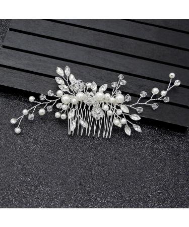 Bridal Flower Side Hair Clips Clysburtuony Pearl Hair Pieces Comb Bridal Headpiece for Brides Hair Comb Wedding Prom Birthday Party Hair Accessories (Style-A) - Buy Online on SooperMarket.com