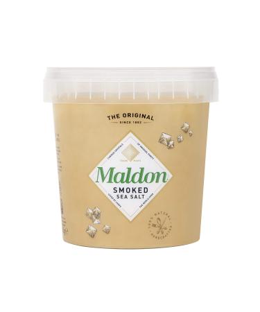 Maldon Salt, Smoked Sea Salt Flakes, 1.1 lb (500 g), Bulk Tub, Kosher, Natural, Gently Smoked Over Oak, Handcrafted, Gourmet, Pyramid Crystals