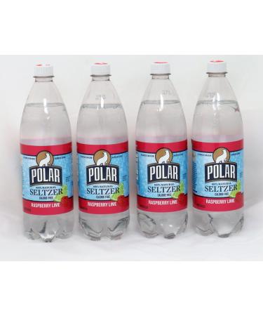Raspberry Lime Seltzer by Polar Beverages 1 liter (33.8 fl oz) Bottles (4 Bottles)