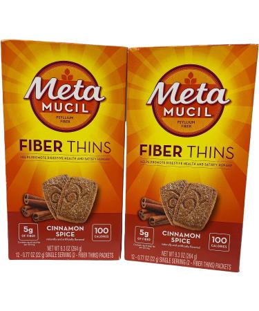 Metamucil Psyllium Fiber Thins Bundle - Cinnamon Spice (2 Boxes) with ThisNThat Tip Card - Buy Online on SooperMarket.com