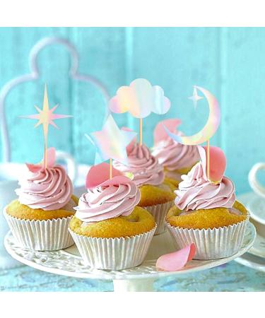 Cyodoos 24 Pack Laser Glitter Moon and Star Cupcake Toppers Sweet Baby Gender Reveal Cupcake Picks Baby Shower Kids Girls Birthday Party Kids Birthday Wedding Party Cake Decorations Supplies Laser1 - Buy Online on SooperMarket.com