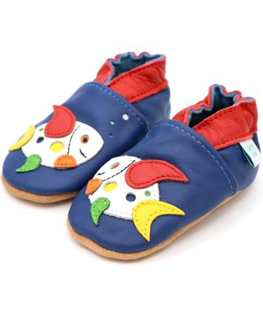 Dotty Fish Soft Leather Baby Shoes for Boys | Non Slip Toddler Shoes with Animal Designs | 3-4 Years | Multicoloured Fish - Buy Online on SooperMarket.com