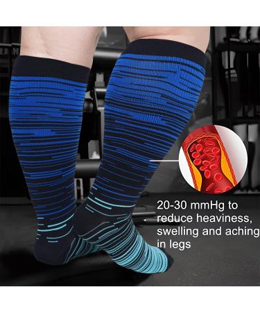 3PCS Plus Size Compression Socks | 20-30 mmHg | Varicose Veins & Swelling Relief | Extra Wide Calf | 4XL | 3pcs Color Options - Buy Online on SooperMarket.com