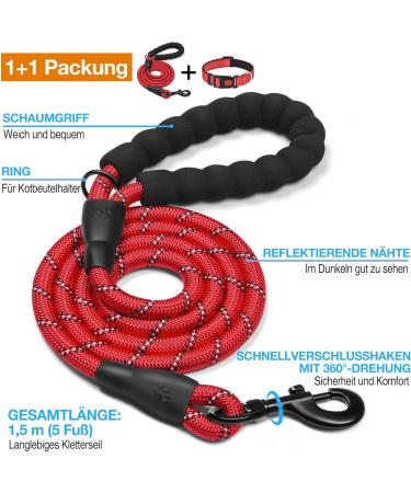 Haapaw Reflective Dog Collar - Soft Neoprene Breathable Nylon for Small & Medium Dogs (Large - 1 Pack) | Red | International Shipping Available - Buy Online on SooperMarket.com