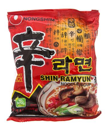 Nong Shim Shin Ramyun Noodle Soup, Gourmet Spicy Flavor, 4.23-Ounce (Pack of 10)