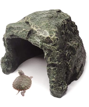 PINVNBY Reptile Hideout Cave Tortoise Rock Aquarium Decoration Terrarium Stone Hideaway Natural Habitat Ornament for Gecko Spiders Frogs Lizards Fish Amphibian