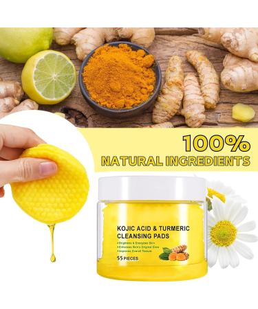 55Pads Kojic Acid and Turmeric Pads Turmeric kojic Acid Pads for Face Turmeric and Kojic Acid Cleansing Pads Turmeric Cleansing Pads for Dark Spots Face Exfoliating Makeup Remover Pads - Buy Online on SooperMarket.com