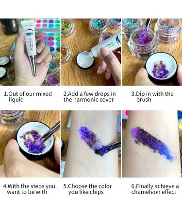 Multichrome Loose Glitter Eyeshadow Set with Brushes and Fixer - Holographic Sparkle and Duochrome Effects - Buy Online on SooperMarket.com