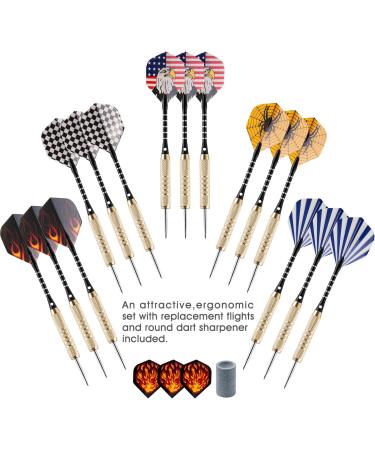 UZOPI 15 Pack Steel Tip Darts Set 18g with Sharpener & Extra Flights - Aluminum Shafts, Brass Barrels - Ideal for Rec Rooms, Man Caves, Bars & Game Rooms - Buy Online on SooperMarket.com