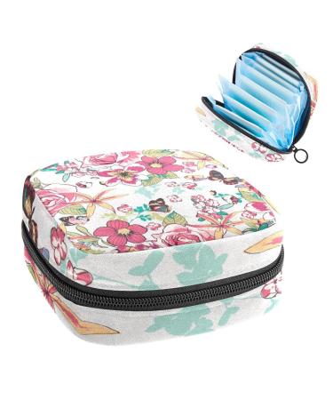 Anna Cowper Flower Sanitary Napkin Storage Bag Feminine Menstrual Cup Pouches Nursing Pad Holder Tampon Bags Portable Period Bag for Women Teen Girls 1Pcs Multi-colored 5