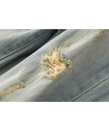 KIDSCOOL SPACE Baby Slim Jeans | Elastic Band | Ripped Denim Pants | Light Blue - Buy Online on SooperMarket.com
