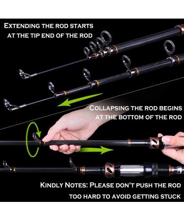 PLUSINNO Fishing Rod and Reel Combo - Carbon Fiber Telescopic Pole, Spinning Reel 12+1 Bearings, X-Full Kit, 2.7M, with Carrier Bag - Buy Online on SooperMarket.com