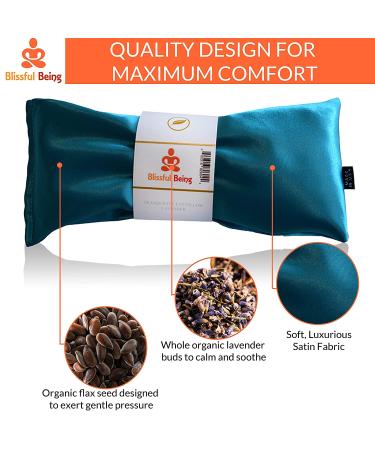 Blissful Being Lavender Eye Pillow | Hot/Cold Weighted Satin Eye Mask for Sleep, Yoga, Meditation | Gifts for Women, Birthday, Teachers | Natural Herbal Relaxation | Made in USA (Aqua) - Buy Online on SooperMarket.com