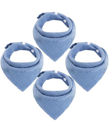 WD&CD 4 Pieces Triangle Baby Dribble Bibs with 2 Adjustable Button Soft & Absorbent for Boys Girls