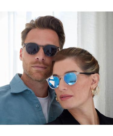 Shop Opulize Slim Round Frame Sunglasses - Scratch-Resistant UV400 Tinted Lenses for Men | Spring Hinges & Clear Front | International Shipping Available - Buy Online on SooperMarket.com