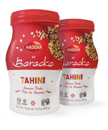 Haddar by Baracke 100% Pure Ground Sesame Tahini 15.9oz Jar (2 Pack) Just One Ingredient, Gluten Free, Vegan, Keto Friendly, Kosher For Passover (Kitniot)
