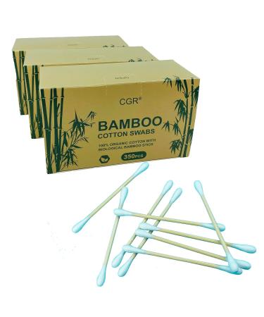 1050pcs CGR Organic Cotton Swabs - Double-Tipped Bamboo Sticks - Compostable - Travel Pack (3 Pack) - Buy Online on SooperMarket.com