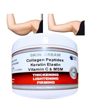 Alka Vita Saggy Arms Skin Firming Wrinkled Neck Body Cream Keratin Collagen Elastin Vitamin C & MSM Thickening Effect Natural Ingredients  Ivory  4 Ounce   Pack of 1