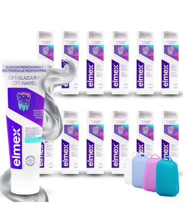 elmex Opti-Schmelz PROFESSIONAL toothpaste 75ml set of 12 (12 x 75ml) and Celexqua toothbrush cap 75 ml (pack of 12)
