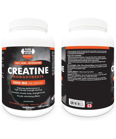 Creatine Monohydrate Powder 900g (180 Servings) | Pure Micronized Creatine Monohydrate 5g per Serving | Keto Friendly Creatine Supplement for Muscle Growth Improves Bodybuilding Performance and Increase Muscle Growth & Energy - Buy Online on SooperMarket.com