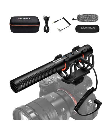 Comica CVM-VM20 Shotgun Microphone, Super-Cardioid Camera Microphone with Rycote Shockmount, Windscreen, Wind Muff, OLED Power Display, Video Microphone for Smartphones, DSLR Cameras, Tablets, Laptops