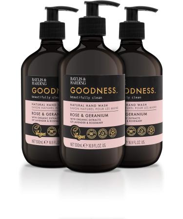 Baylis & Harding Goodness Rose & Geranium Toiletries Bundle - 6 x 500ml Hand Wash & Bath Soak - Vegan Friendly Hand & Bath Bundle - Buy Online on SooperMarket.com