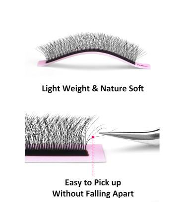 VEYES INC YY Lash Extensions Tray - C/D Curl 9-15mm Mixed Length Premade Volume Eyelash Fans | Professional Supplies Matte Black 5D-W 0.07 D-curl - Buy Online on SooperMarket.com