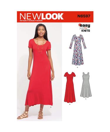 New Look Pattern N6597 Misses' Knit Dress, Various, White