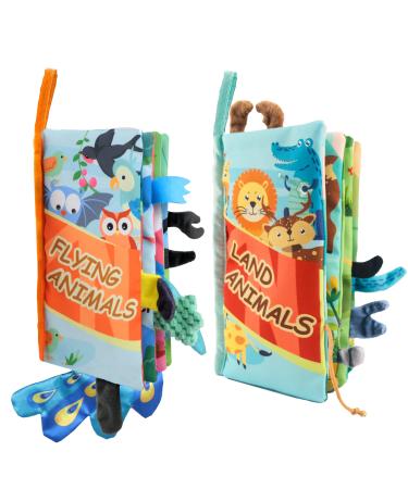 Richgv 3d fabric book baby crackling baby baby book picture book flying animals feelings feel babo baby stroller toys quiet book baby 1 year gift for young girls flying animals+land animals