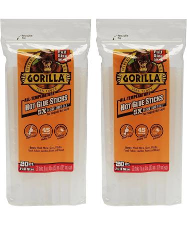 Gorilla 3032016 Hot Glue Sticks 8" Full Size (20 Count)  Clear (2 PACK) - Buy Online on SooperMarket.com