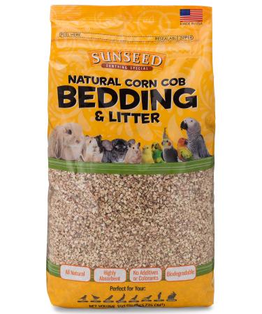 Sunseed Natural Corn Cob Bedding & Litter for Pet Birds and Small Animals  Made in USA  350 Cubic Inches