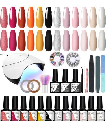 VANREESA Gel Nail Polish Kit with 36W UV Lamp - 12 Autumn Colors, Manicure Tools, Soak Off Gel, Starter Kit for Women - Aurantium, Lilac, Baby Pink - Gift for Her - Buy Online on SooperMarket.com