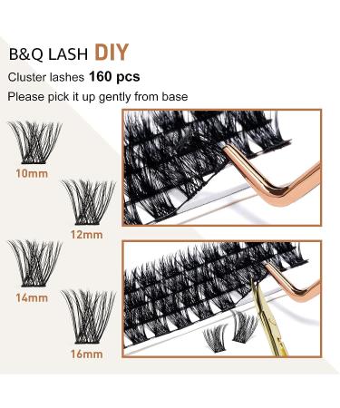 Lash Clusters Ribbon 160 D Curl Individual Lashes DIY Extensions Mega Volume with Applicator Tool & Scissors | B&Q LASH (B03+B05 10-16MIX) - Buy Online on SooperMarket.com