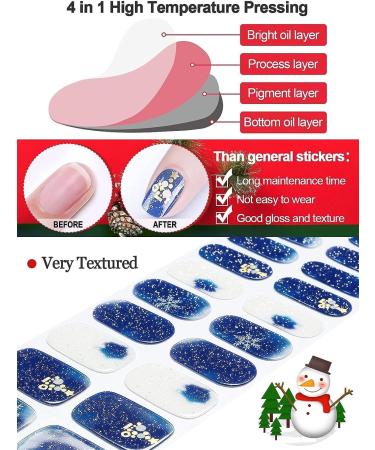 EBANKU Christmas Glitter Gel Nail Polish Strips | Long Lasting & Waterproof | Full Nail Wraps Stickers | Includes Stick Nail File, Wipes & Sealing | UV/LED Lamp Required | SDTRK11 - Buy Online on SooperMarket.com