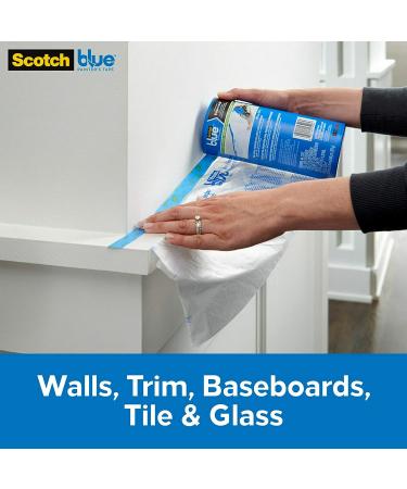 ScotchBlue Pre-Taped Painter's Plastic with Dispenser  Prepares and Protects in One Easy Step  Multi-Surface Painter's Tape and Plastic for Indoor Use  24 Inches x 30 Yards  1 Roll With Dispenser 24 Width - Buy Online on SooperMarket.com