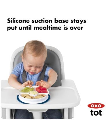 OXO Tot Stick & Stay Suction Divided Plate | Navy Blue | Best Child-Friendly Dinnerware for Easy Mealtime - Buy Online on SooperMarket.com