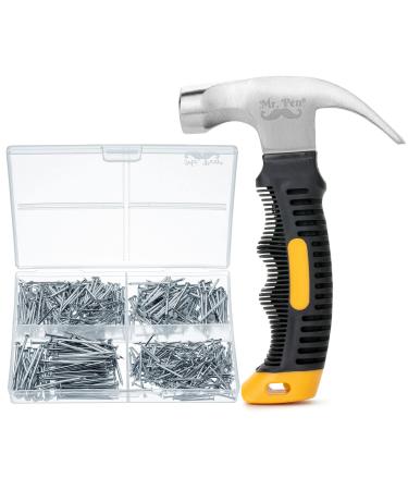 Mr. Pen- Nail Assortment Kit and 8oz Small Hammer, 600 Pcs Small Nails, Wall Nails for Hanging, Hammer and Nails Set, Small Hammer for Picture Hanging, Picture Hanging Kit, Picture Hanging Nails Hammer with Nails