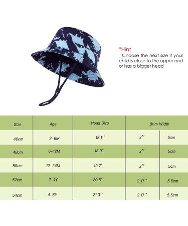 LANGZHEN Baby Girls Beach Sun Hat with Chin Strap - Navy Dinosaur, 6-12 Months - Buy Online on SooperMarket.com