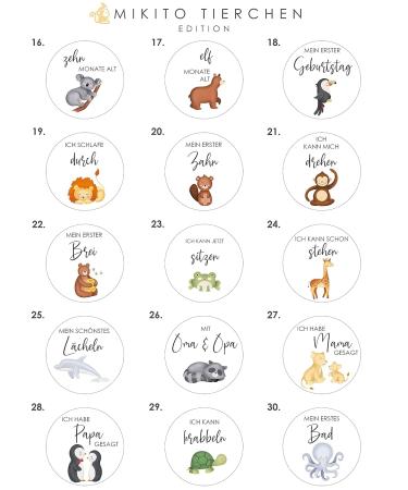 Wood Milestone Cards for Babies 30 Colorful Animal-Printed Wooden Slices | Perfect Gift for Birth & Baby Showers - Buy Online on SooperMarket.com
