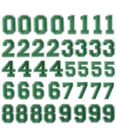 TACVEL 40 Pieces Green Iron on Numbers Patches Numbers 0-9 Applique for Clothes Dress Hat Socks Jeans DIY Accessories Green 0-9 Pack of Number
