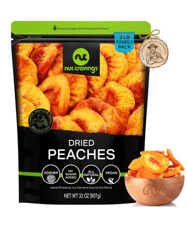 Sun Dried California Peaches - No Sugar Added, 32 oz | Healthy Vegan Snack, Kosher Certified - Buy Online on SooperMarket.com