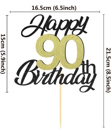 Shop Sumerk 90th Birthday Cake Attachments - Gold & Black Decorations Perfect for 90th Birthday Party - Buy Online on SooperMarket.com