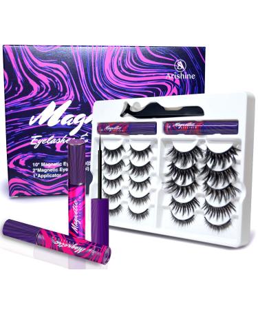 Arishine 3D 5D Magnetic Eyelashes Kit Magnetic Eyeliner For Use with Magnetic False Lashes Natural Look-No Glue Needed