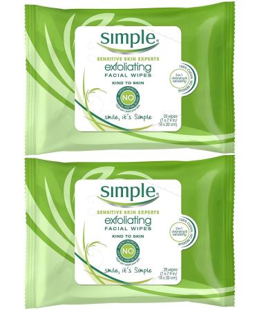 Simple Exfoliating Wipes 25 Count (Pack of 2)