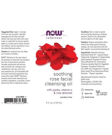 Now Foods Soothing Rose Facial Cleansing Oil 4 oz | Gentle Makeup Remover & Hydrating Cleanser - Buy Online on SooperMarket.com