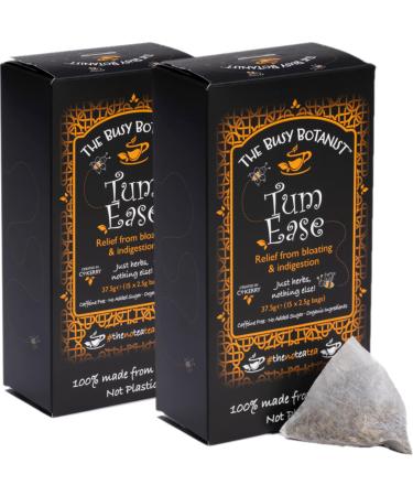 Tum Ease Herbal Tea Bags - Peppermint Tea with Ginger & Chamomile - Caffeine Free Decaffeinated - 2 x 15 Loose Leaf Tea Bags by The Busy Botanist