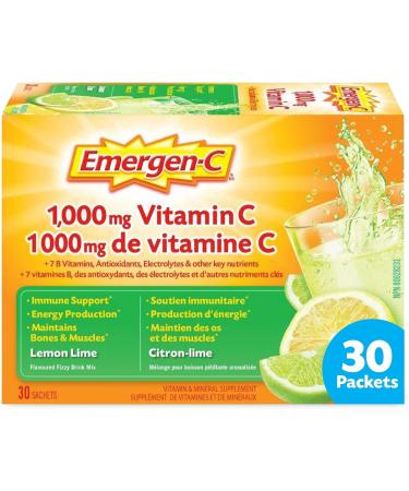 Emergen-C Raspberry (30 Count) 1000mg Vitamin C/Electrolytes/B Vitamins Mineral Supplement & Lemon-Lime (30 Count) 1000mg Vitamin C/Electrolytes/B Vitamins Mineral Supplement Vitamin + Vitamin C - Buy Online on SooperMarket.com